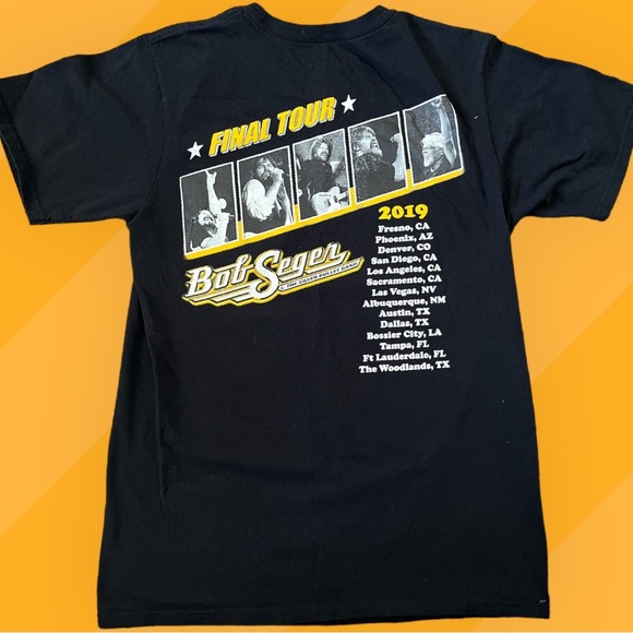 Bob Seger & The Silver Bullet Band Final Tour 2019 Mens Medium Black & Yellow - Picture 2 of 3